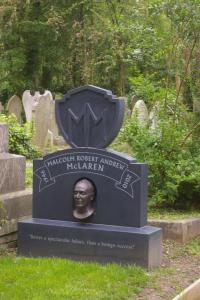 Malcolm Mclaren - note the death mask. copyright Carole tyrrell