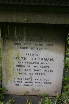 The epitaph that started it all - Edith O'Gorman - The Escaped Nun. Who wouldn't want to know more? copyright Carole Tyrrell