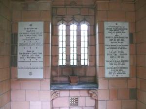 The interior of the Doulton mausoleum showing the two memorial tablets to the family on the back wall. Used by kind permission of Jeane Trend-Hill. ©Jeane Trend-Hill