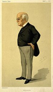 Dr James Manby Gully ''Hydropathy'  cartoon in style of Spy from Vanity Fair 1876. Shared under Wiki Creative Commons Attribution 2.0 Generic